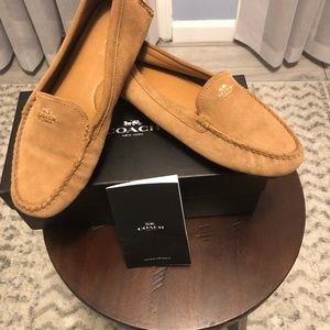 Camel colored suede loafer